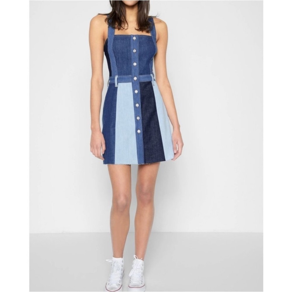 7 For All Mankind Patchwork A Line Button Front M… - image 1